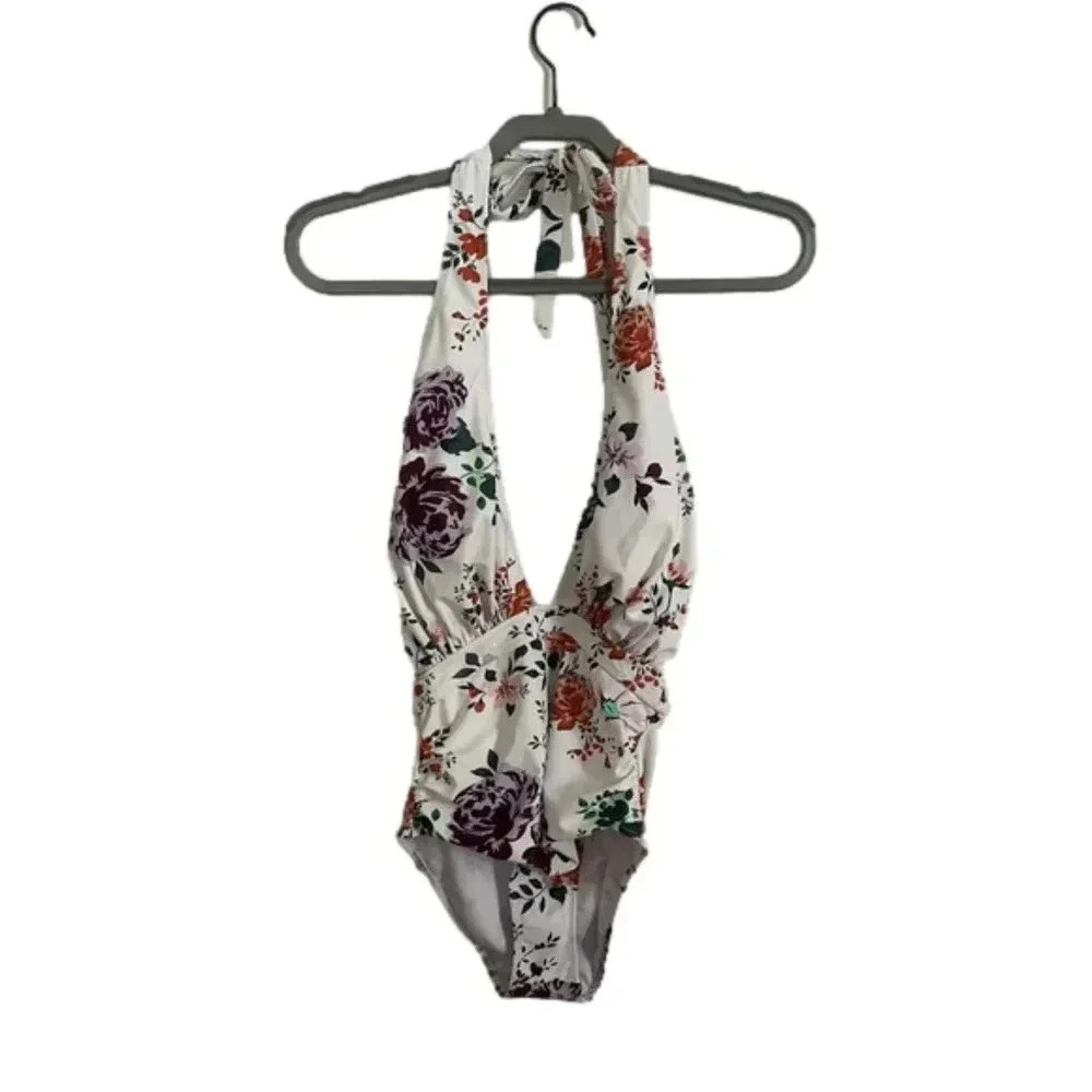 New Cupshe Floral Halter One-Piece Swimsuit – Size Small